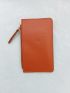 Geometric Embossed Solid Color Card Holder With Zipper