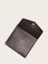 Litchi Embossed Card Holder Pu Black Letter Detail Card Holder For Storage Credit Cards