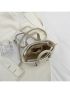 Small Satchel Bag Two Tone Adjustable Strap