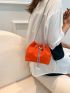 Mini Bucket Bag Crocodile Embossed Faux Pearl Detail Chain Strap