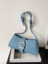 Medium Baguette Bag Buckle Decor Solid Color