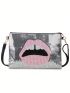 Sequin Lip Pattern Women's Casual Envelope Bag Clutch Bag Ladies Crossbody Bag