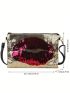 Sequin Lip Pattern Women's Casual Envelope Bag Clutch Bag Ladies Crossbody Bag, Perfect Bride Purse For Wedding, Prom & Party Events