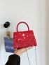 Mini Square Bag Glitter Design Top Handle Glamorous