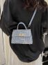 Mini Square Bag Colorblock Tweed Twist Lock Top Handle