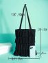 Minimalist Ruched Bag Double Handle Medium Black