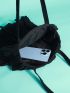 Minimalist Ruched Bag Double Handle Medium Black