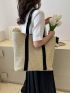 Color Block Straw Bag Double Handle Vacation