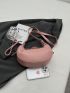 Minimalist Hobo Bag Medium Zipper Pink Pu