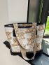 Cartoon Bear & Letter Graphic Shoulder Tote Bag Cute