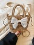 Mini Bow Decor Straw Bag Double Handle Vacation