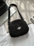 Planet Embroidery Small Canvas Bag Casual Women's Crossbody Bag Casual Mobile Phone Bag