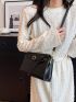 Minimalist Buckle Decor Square Bag Fashion Black