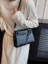 Minimalist Buckle Decor Square Bag Fashion Black