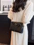 Minimalist Buckle Decor Square Bag Fashion Black