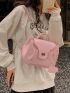 Twist Lock Flap Backpack With Bag Charm Pink