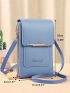 Women's Crossbody Bag, Solid Color Zipper Phone Bag Double Layer Shoulder Bag, Touch Screen Phone Bag