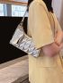 Quilted Baguette Bag Silver Funky With Coin Purse