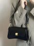 Mini Baguette Bag Solid Color Flap PU Fashionable