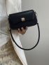 Mini Baguette Bag Solid Color Flap PU Fashionable