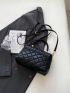 Small Square Bag Fashionable Argyle Quilted Star Decor Adjustable Strap