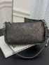 Metallic Baguette Bag Zipper Glamorous Medium