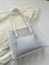 New Women's Mesh Print Letter Tote Bag With Inner Pouch
