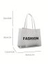 New Women's Mesh Print Letter Tote Bag With Inner Pouch