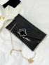 Snakeskin Embossed Envelope Bag PU Black Elegant