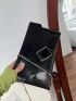 Snakeskin Embossed Envelope Bag PU Black Elegant