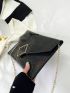 Snakeskin Embossed Envelope Bag PU Black Elegant
