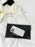 Snakeskin Embossed Envelope Bag PU Black Elegant