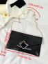 Snakeskin Embossed Envelope Bag PU Black Elegant
