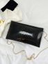 Snakeskin Embossed Envelope Bag PU Black Elegant