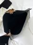 Snakeskin Embossed Envelope Bag PU Black Elegant