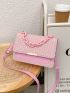 Chain Strap Square Bag Flap Polyester Fashionable