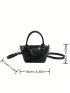 Mini Bucket Bag Double Handle Zipper Black PU Minimalist