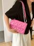 Mini Pink Quilted Faux Pearl Decor Flap Square Bag Fashion