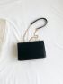 Mini Studded Decor Flap Square Bag Fashion Black