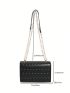 Mini Studded Decor Flap Square Bag Fashion Black
