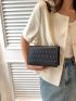 Mini Studded Decor Flap Square Bag Fashion Black