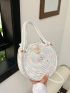 Colorblock Straw Bag Vacation Circle Design
