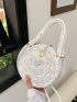 Colorblock Straw Bag Vacation Circle Design