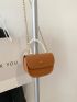 Mini Faux Pearl Decor Flap Saddle Bag Fashion Brown