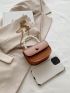 Mini Faux Pearl Decor Flap Saddle Bag Fashion Brown