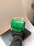 Mini Faux Pearl Decor Flap Chain Saddle Bag Fashion Green