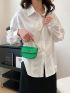 Mini Faux Pearl Decor Flap Chain Saddle Bag Fashion Green