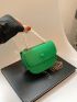 Mini Faux Pearl Decor Flap Chain Saddle Bag Fashion Green