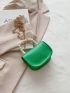 Mini Faux Pearl Decor Flap Chain Saddle Bag Fashion Green