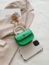 Mini Faux Pearl Decor Flap Chain Saddle Bag Fashion Green